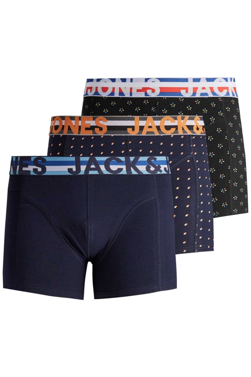 Jack & Jones Erkek 3 lü Paket Henrik Boxer 63412151351 Siyah- Laci SİYAH- LACİ