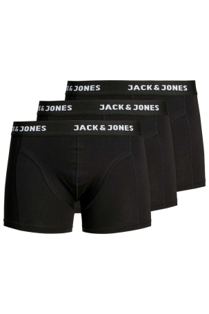 Jack & Jones Erkek 3'lü Boxer 63412171944 Siyah Siyah