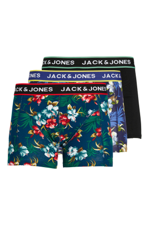 Jack & Jones Erkek Jacflower 3'lü Boxer 12171253 Siyah Siyah