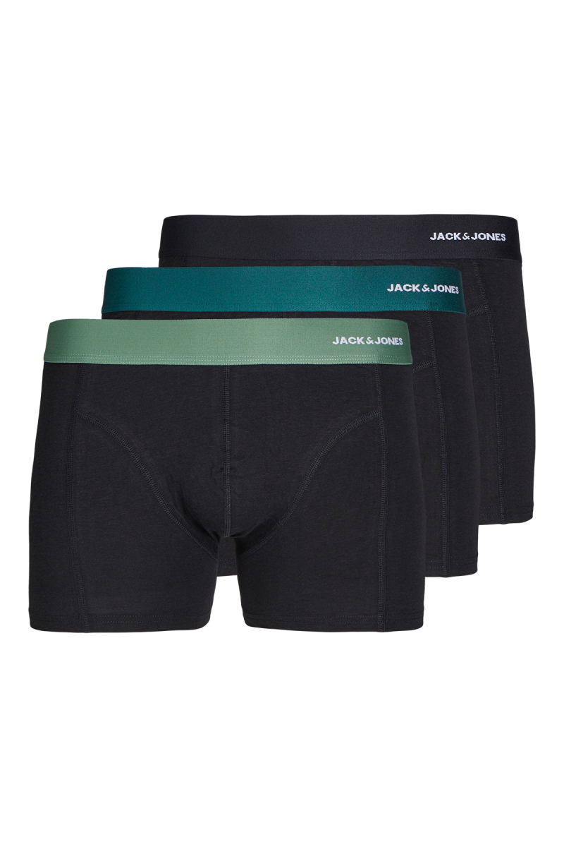 Jack & Jones Erkek Jacnıck 3'lü Boxer 12272454 Siyah-Yeşil SİYAH-YEŞİL