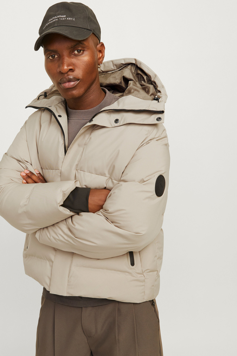 Jack & Jones Erkek Jcoalpha Kapüşonlu Rüzgar Geçirmez Puffer Mont 12261971 Bej Bej