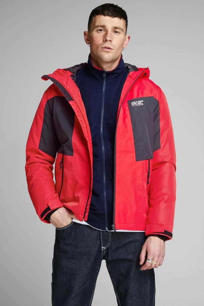 Jack & Jones Erkek Jcobest Kapüşonlu Softshell Ceket Mont 12140297 Kırmızı Kırmızı