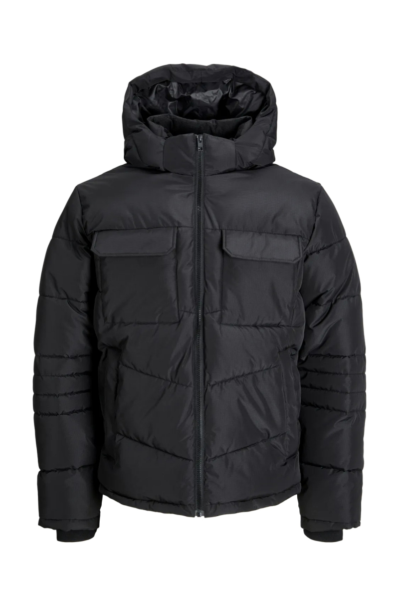 Jack & Jones Erkek Jjbuıld Kapüşonlu Puffer Mont 12256858 Siyah Siyah