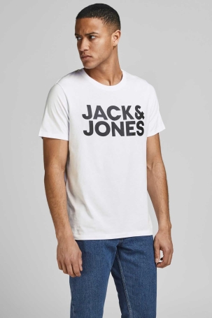 Jack & Jones Erkek Jjecorp Baskı Detaylı Bisiklet Yaka T-Shirt 12151955 K.Beyaz K.BEYAZ