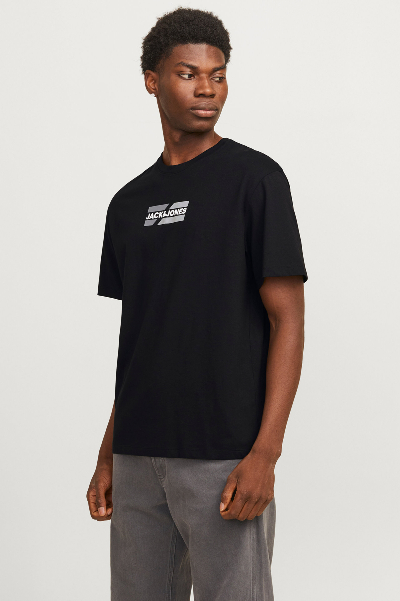 Jack & Jones Erkek Jjecorp Regular Fit Bisiklet Yaka %100 Pamuk T-Shirt 12268415 Siyah Siyah