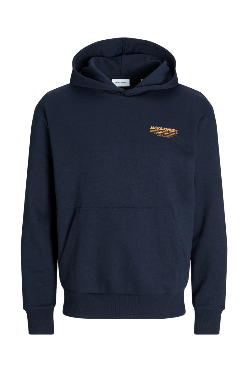 Jack & Jones Erkek Jjolıve Kanguru Cepli Kapüşonlu Sweatshirt 12256833 Lacivert Lacivert