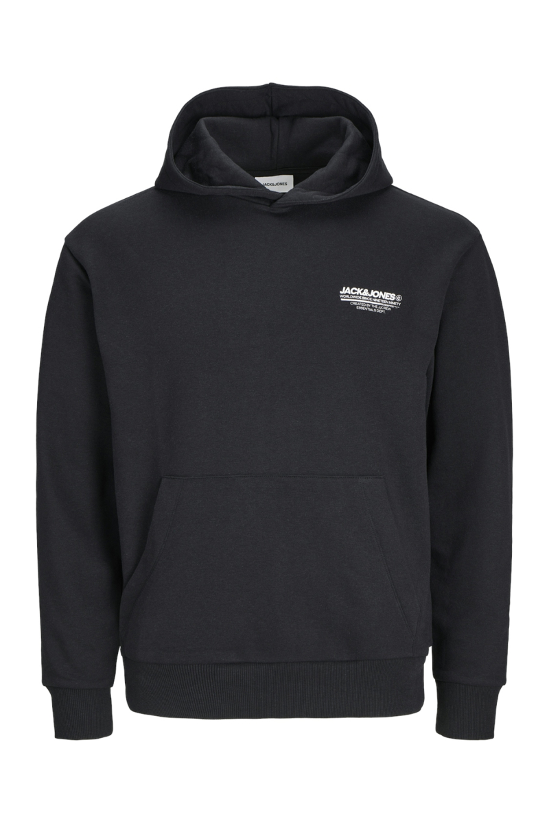 Jack & Jones Erkek Jjolıve Kanguru Cepli Kapüşonlu Sweatshirt 12256833 Siyah Siyah