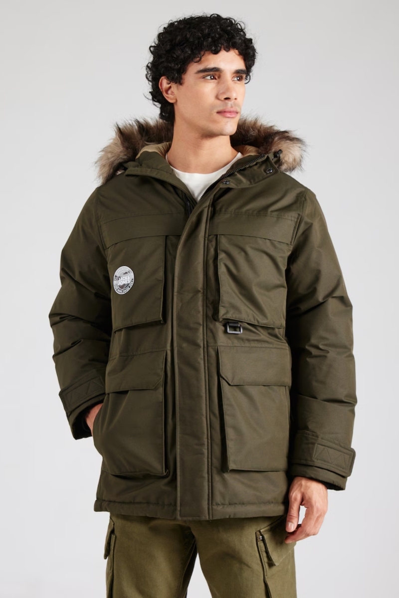 Jack & Jones Erkek Jjstar Rüzgar Geçirmez Kapüşonu Kürklü Parka 12256892 Yeşil Yeşil