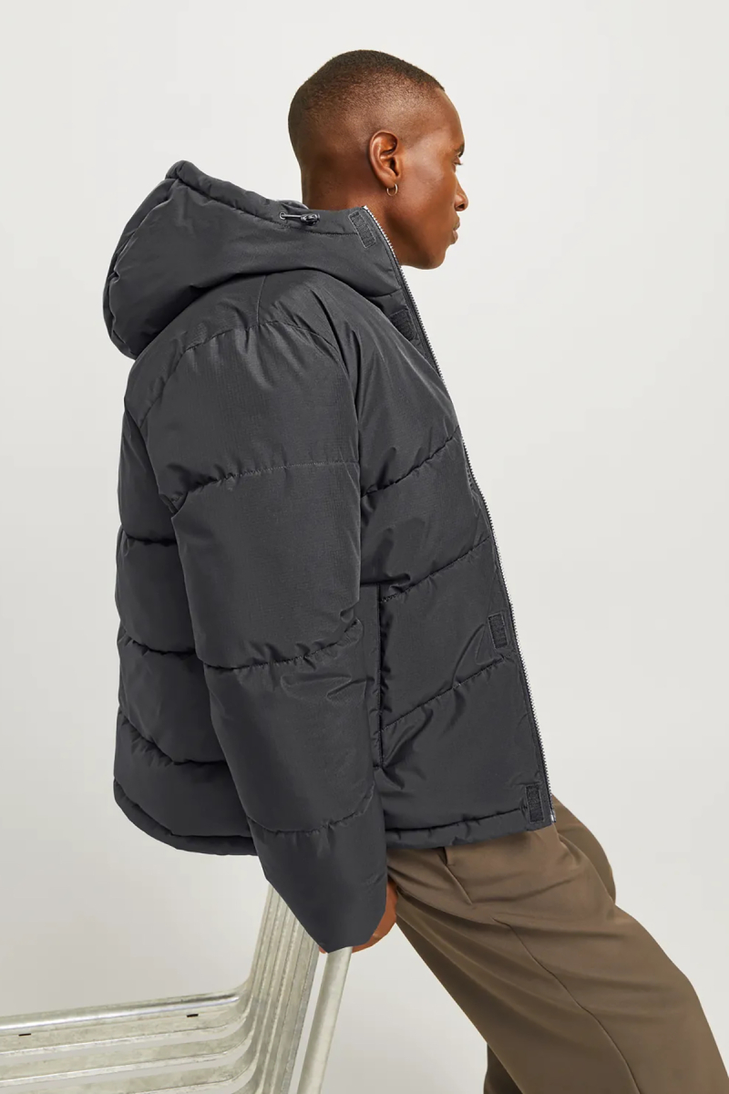 Jack & Jones Erkek Jjworld Kapüşonlu Puffer Mont 12259850 Asfalt Asfalt