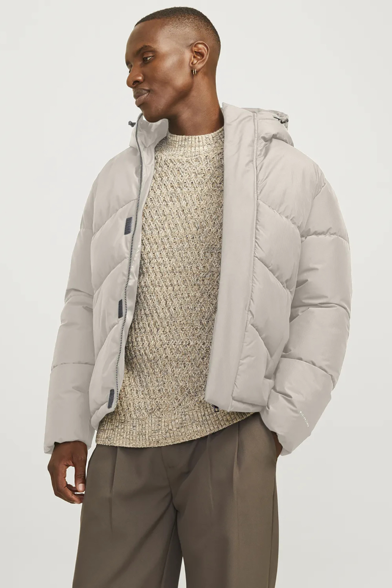 Jack & Jones Erkek Jjworld Kapüşonlu Puffer Mont 12259850 Taş Taş