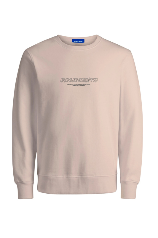 Jack & Jones Erkek Jorbronx Bisiklet Yaka Sweatshirt 12266942 Krem Krem