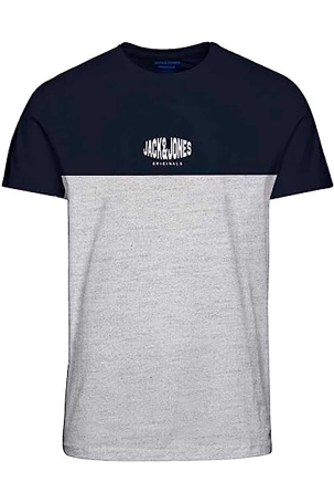 Jack & Jones Erkek Jorcorpe Baskı Detaylı Bisiklet Yaka T-Shirt 12232658 Gri Gri