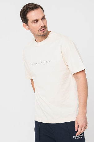 Jack & Jones Erkek Joreaster Baskı Detaylı Yuvarlak Yaka Pamuk T-Shirt 12251966 Krem Krem