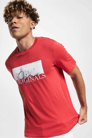 Jack & Jones Erkek Jorjoshua Baskı Detaylı Bisiklet Yaka T-Shirt 12228257 Kırmızı Kırmızı