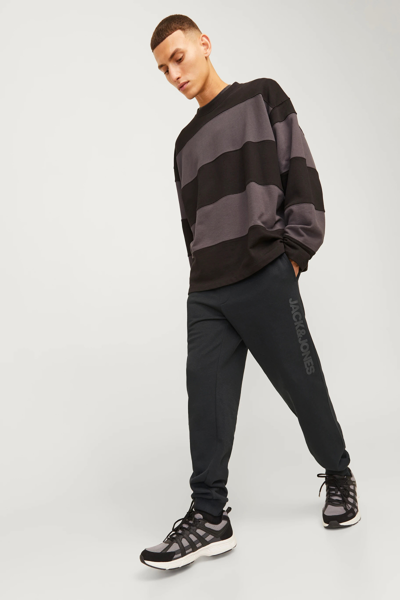 Jack & Jones Erkek Jpstgordon Pamuklu Eşofman Altı 12258477 Siyah Siyah