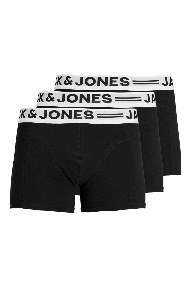 Jack & Jones Erkek Sense Pamuklu 3'lü Boxer 12081832 Black Black