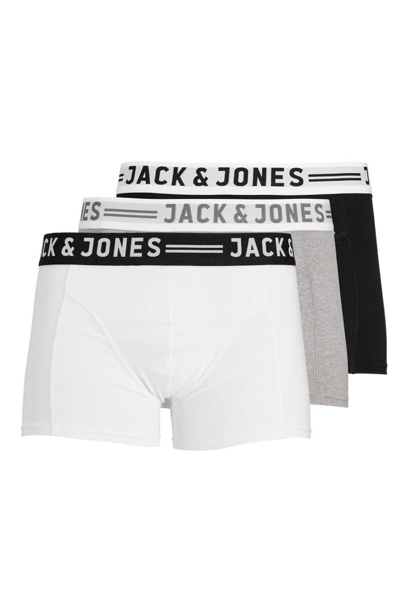 Jack & Jones Erkek Sense Pamuklu 3'lü Boxer 12081832 Gri Gri