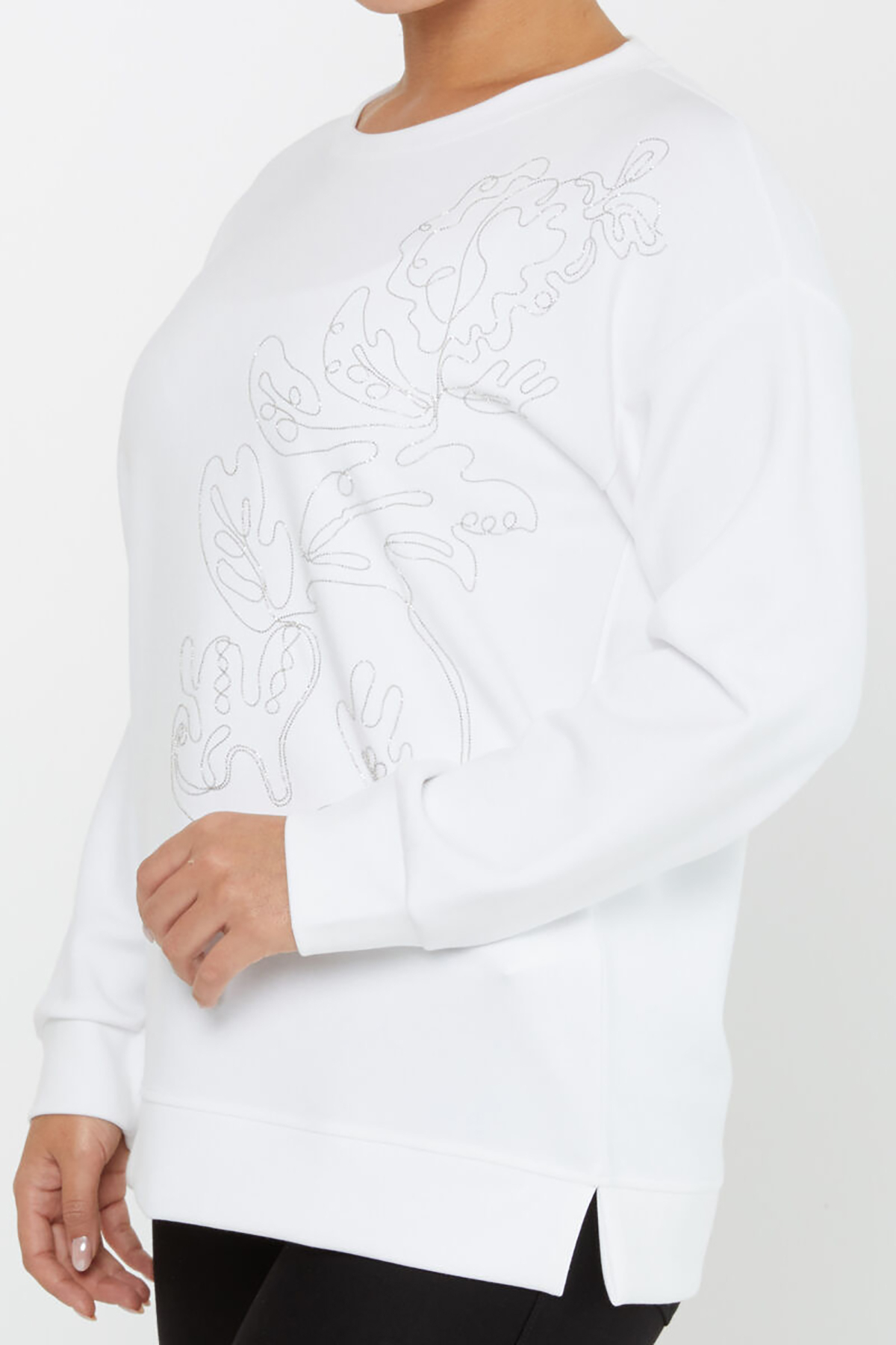 Kazee Kadın Nakışlı Sweatshirt 17784 Ekru - 3