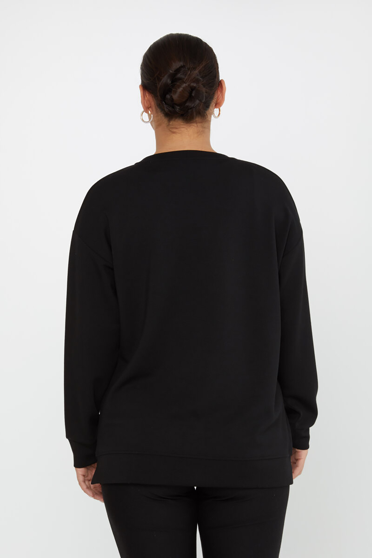 Kazee Kadın Nakışlı Sweatshirt 17784 Siyah - 4