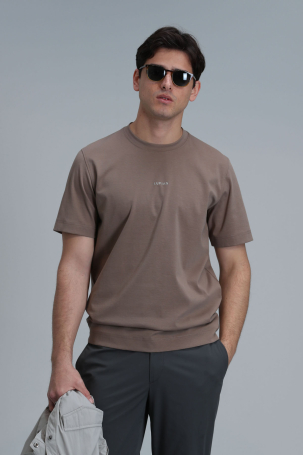 Lufian Erkek Antony Modern Grafik T-Shirt 111020204 Camel Camel