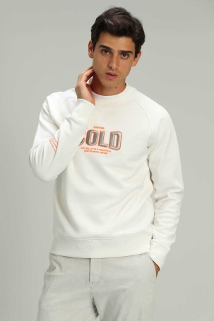 Lufian Erkek Cold Bisiklet Yaka Sweatshirt 62730053 Beyaz Beyaz