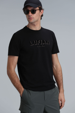 Lufian Erkek Gold Modern Grafik T-Shirt 111020191 Siyah Siyah