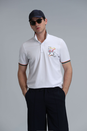 Lufian Erkek Kıng Smart Polo T-Shirt 111040173 Beyaz Beyaz