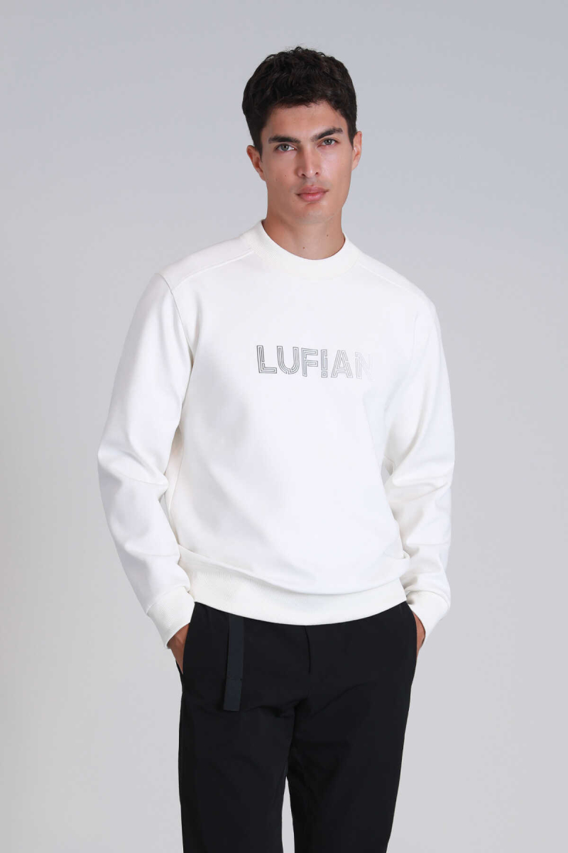 Lufian Erkek Luther Sweatshirt 112030145 Kırık Beyaz Kırık Beyaz