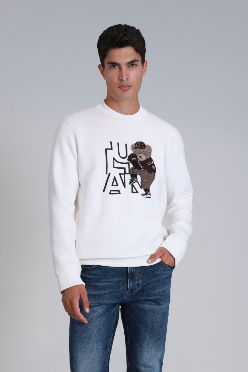 Lufian Erkek Pıtcher Sweatshirt 112030138 Kırık Beyaz Kırık Beyaz