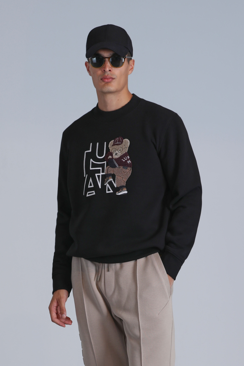 Lufian Erkek Pıtcher Sweatshirt 112030138 Siyah Siyah