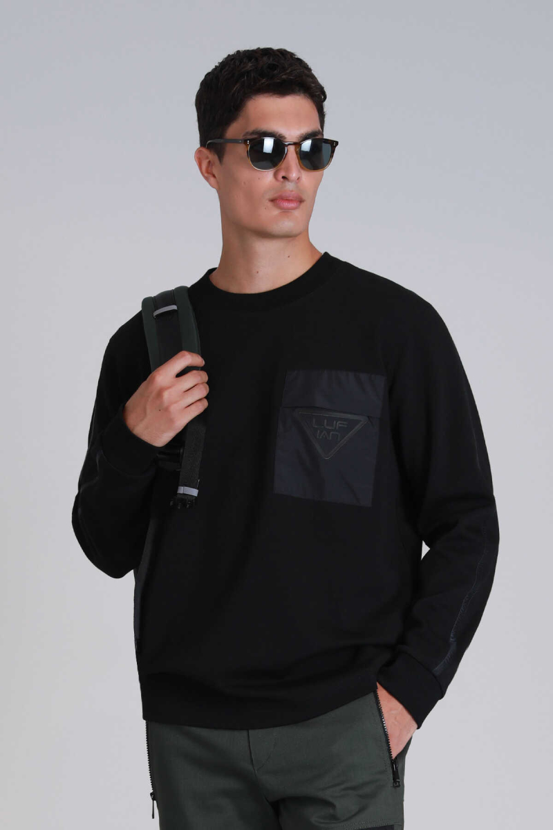 Lufian Erkek Techno Sweatshirt 112030153 Siyah Siyah