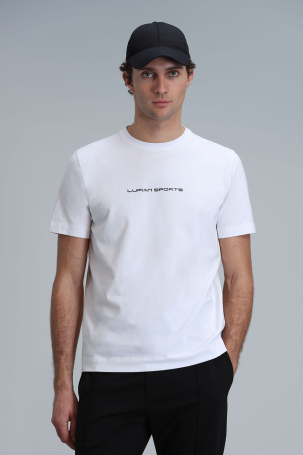 Lufian Erkek Tony Modern Grafik T-Shirt 111020190 Beyaz Beyaz