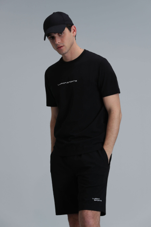 Lufian Erkek Tony Modern Grafik T-Shirt 111020190 Siyah Siyah