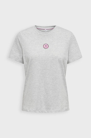 Only Kadın Onlfoodıe Baskı ve Yazı Detaylı Kısa Kol %100 Pamuk T-Shirt 15316728 Gri Gri