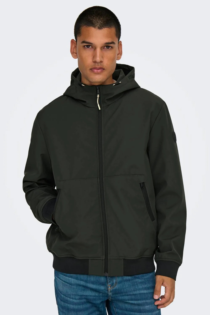 Only & Sons Erkek Onsbowıe Kapüşonlu Softshell Ceket Mont 22029276 Haki Haki