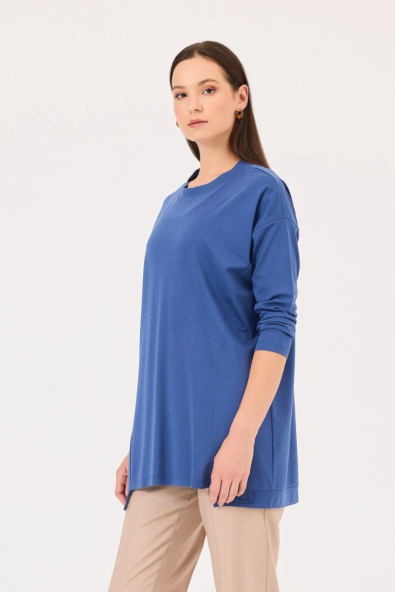 Seçil Kadın Örme Kumaş Basic Tunik 1015 Indigo Indigo