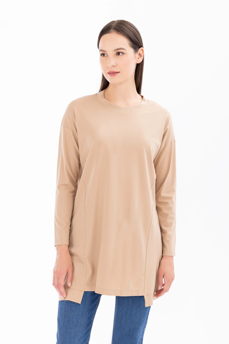 Seçil Kadın Örme Kumaş Basic Tunik 1015 Vizon Vizon